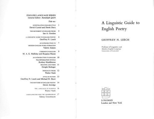 A Linguistic Guide to English Poetry (English Language Series)