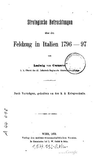 Strategische Betrachtungen über den Feldzug in Italien 1796-97