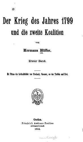 Der Krieg des Jahres 1799 und die Zweite Koalition