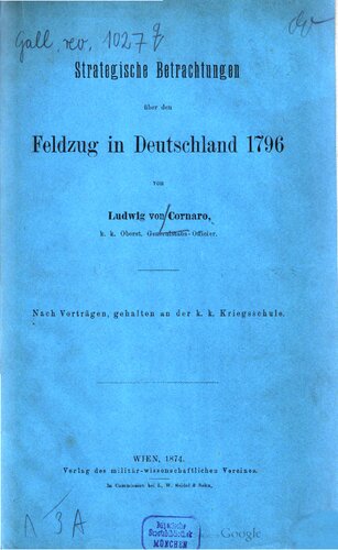 Strategische Betrachtungen über den Feldzug in Deutschland 1796