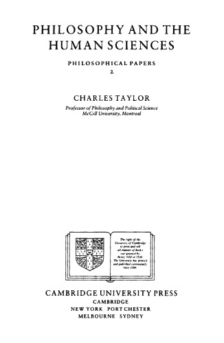 Philosophical Papers: Volume 2, Philosophy and the Human Sciences (Pt. 2)