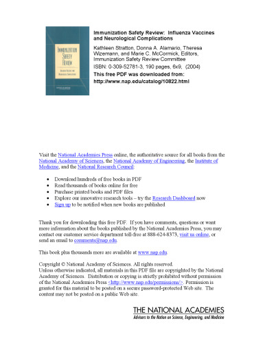 Immunization Safety Review: Influenza Vaccines and Neurological Complications