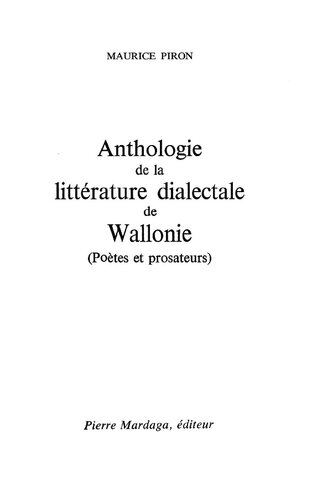 Anthologie de la littérature dialectale wallonne