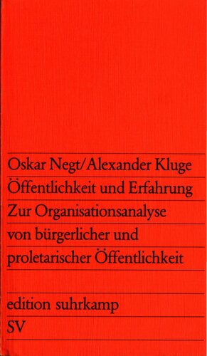 Öffentlichkeit und Erfahrung : zur Organisationsanalyse von bürgerlicher und proletarischer Öffentlichkeit