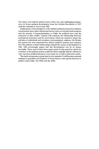 The Origins of the Stalinist Political System