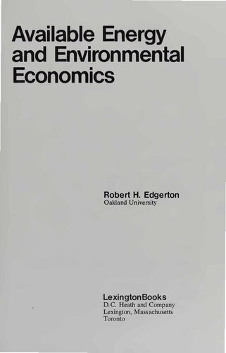 Available Energy and Environmental Economics