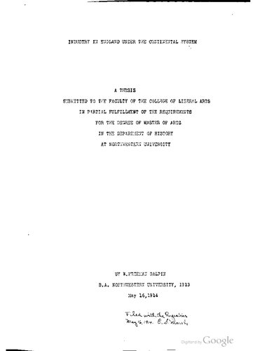 Industry in England Under the Continental System
