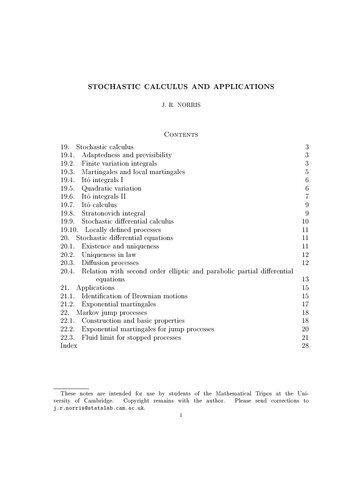 Stochastic Calculus and Applications
