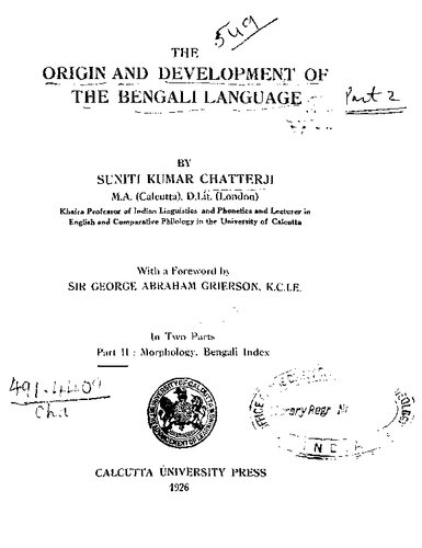 The Origin and Development of the Bengali Language, Part 2: Morphology. Bengali Index