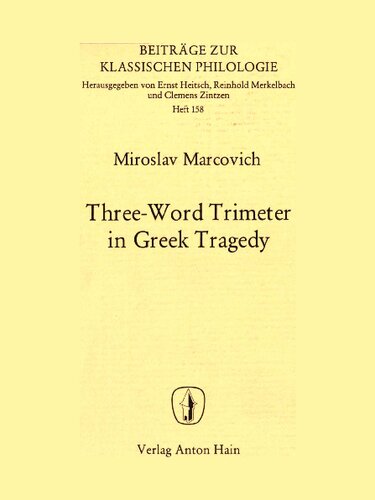 Three-word Trimeter in Greek Tragedy