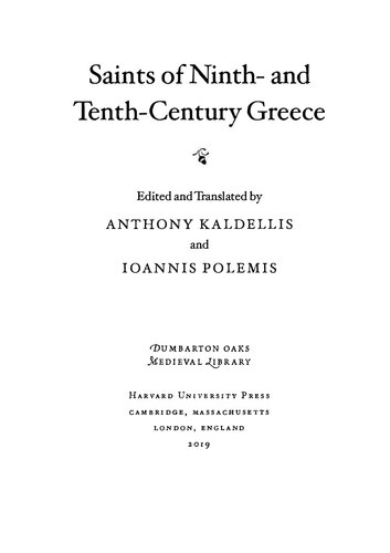 Saints of 9th- and 10th-Century Greece