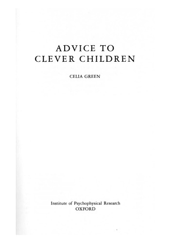 Advice to clever children.