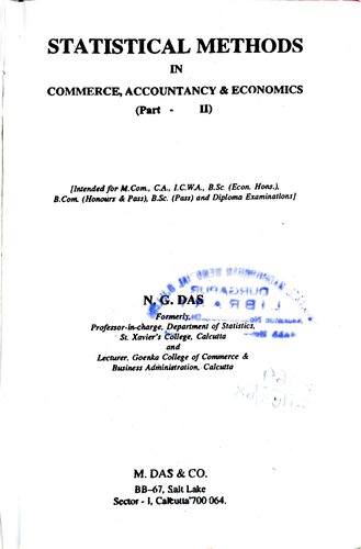 Statistical Methods in Commerce, Accountancy and Economics