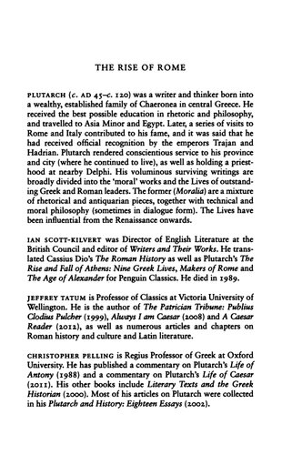 Plutarch: The Rise of Rome