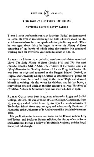 The Early History of Rome: Books I-V of the History of Rome from its Foundations