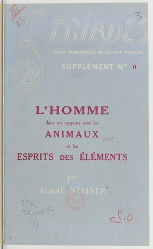 L'Homme dans ses rapports avec les animaux et les esprits des éléments