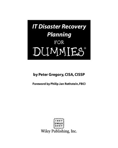 IT Disaster Recovery Planning For Dummies