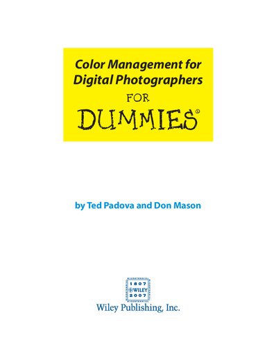 Color Management for Digital Photographers for Dummies