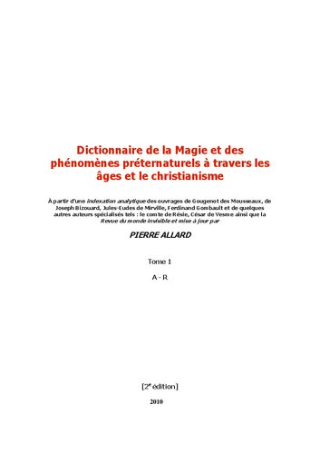 Dictionnaire de la magie et des phénomènes préternaturels à travers les âges et le christianisme