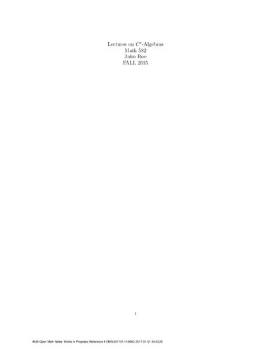 Lectures on C∗-Algebras (Math 582)