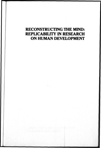 Reconstructing the Mind: Replicability in Research on Human Development