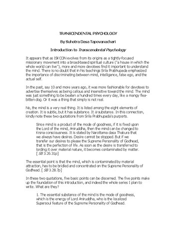 Transcendental psychology