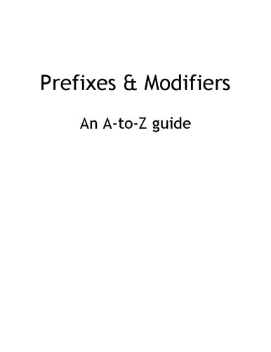 Ab und Zu: an A-to-Z Guide to Prefixes and Modifiers