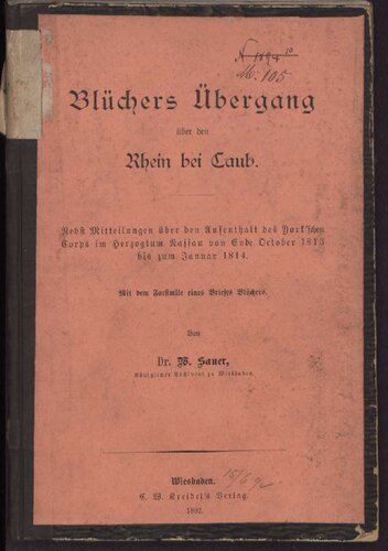Blüchers Übergang über den Rhein bei Caub [Kaub]