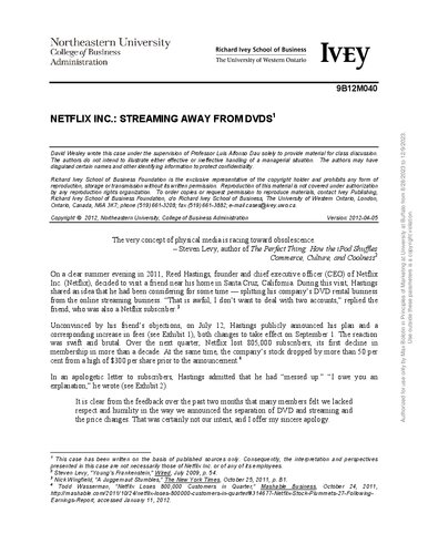 Netflix Inc.: Streaming away from DVDs