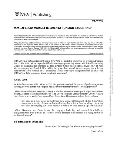 M.M.Lafleur: Market Segmentation and Targeting