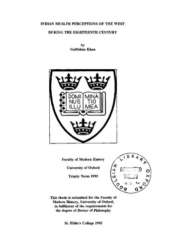 Indian Muslim Perceptions of the West During the Eighteenth Century