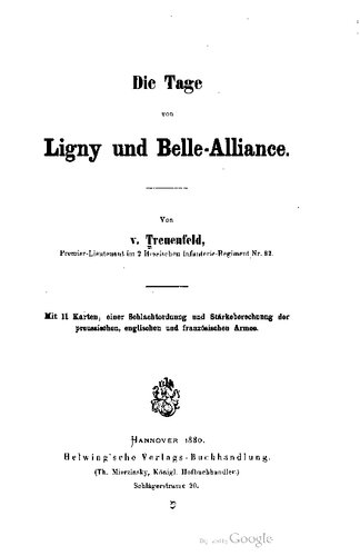 Die Tage von Ligny und Belle-Alliance