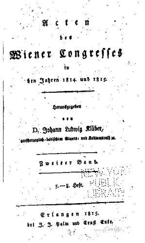 Acten [Akten] des Wiener Congresses [Kongresses] in den Jahren1814 und 1815