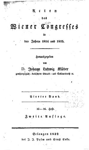 Acten [Akten] des Wiener Congresses [Kongresses] in den Jahren1814 und 1815