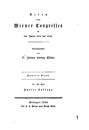 Acten [Akten] des Wiener Congresses [Kongresses] in den Jahren1814 und 1815