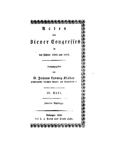 Acten [Akten] des Wiener Congresses [Kongresses] in den Jahren1814 und 1815
