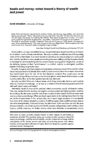 Beads and Money: Notes Toward a Theory of Wealth and Power