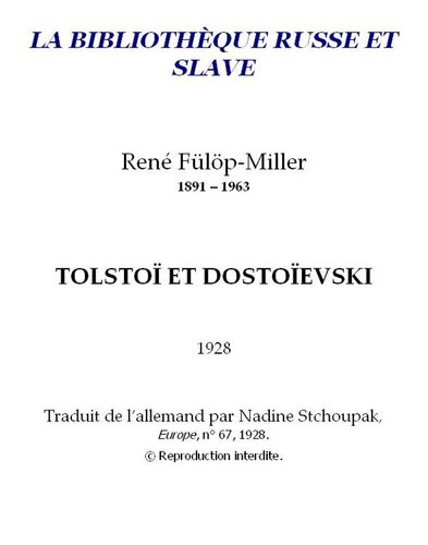Tolstoï et Dostoïevski
