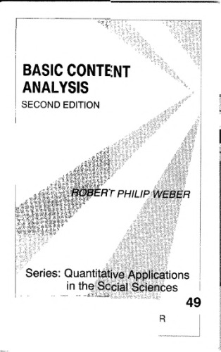 Basic Content Analysis 2nd Edition (Quantitative Applications in the Social Sciences Vol 49)
