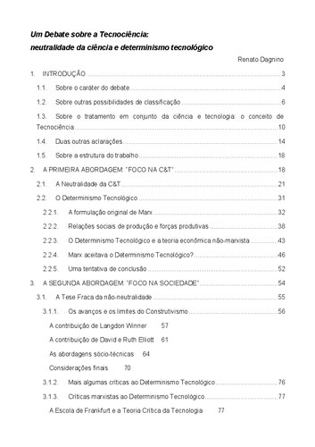 Um Debate sobre a Tecnociência: neutralidade da ciência e determinismo tecnológico