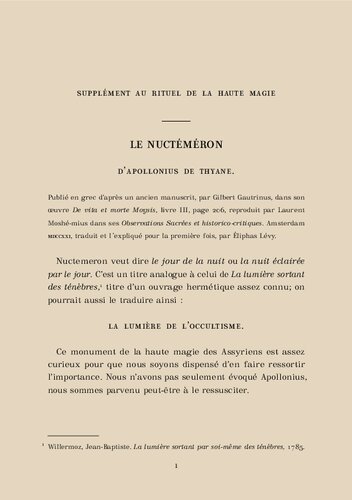 Le Nuctéméron d’Apollonius de Thyane