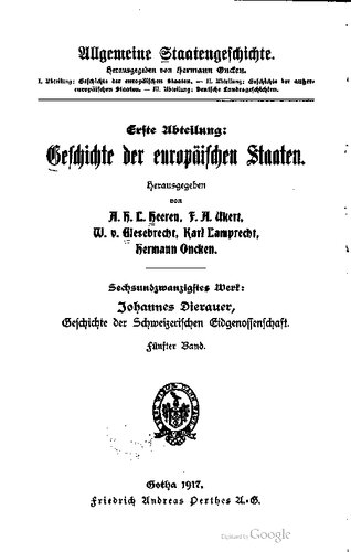 Geschichte der Schweizerischen Eidgenossenschaft / Bis 1848