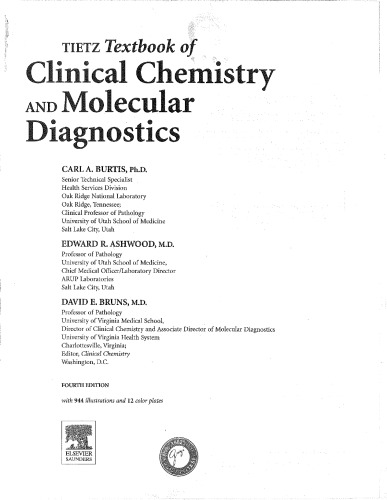 Tietz Textbook of Clinical Chemistry and Molecular Diagnostics 4th edition