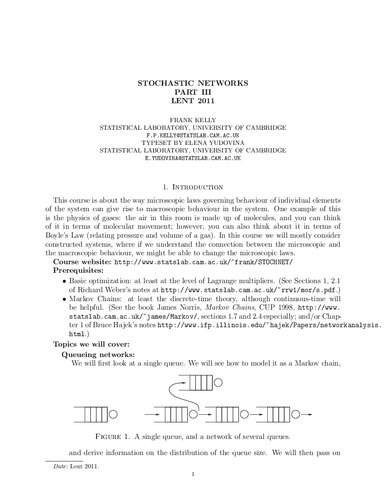 Stochastic Networks