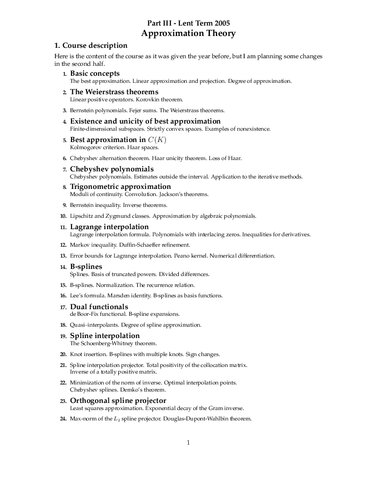 Approximation Theory