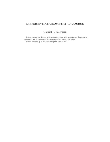 Differential Geometry, D Course