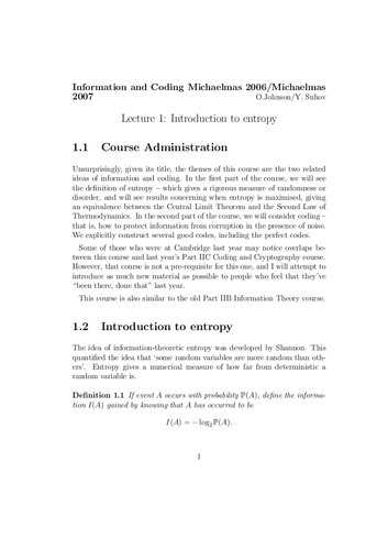 Information and Coding