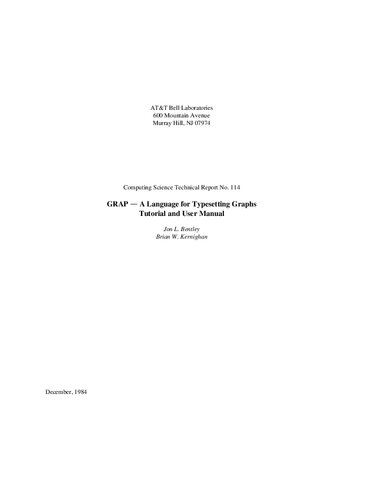 GRAP – A Language for Typesetting Graphs: Tutorial and User Manual