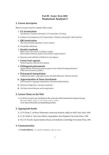 Numerical Analysis I