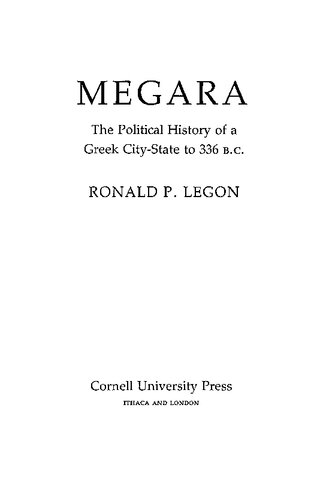 Megara, the Political History of a Greek City-state to 336 B.C.